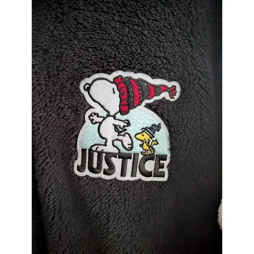 Girls Justice Peanuts Black & White Sherpa Jacket L